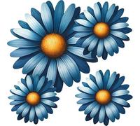 Blue Daisy Vinyl Wall Sticker Flowers, x9 Floral Decal Cover Marks, Multi-use Flower Stickers Ideal Damage Repair, Flower Wall Graphics. Weatherproof, Removable & Vibrant. (Blue Daisy)