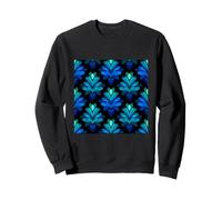 Blue Damask Floral Leaf Pattern Victorian Vintage Sweatshirt