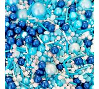 Blue dark blue navy white bluey turquoise Sprinkles for cupcake cookies cake toppers pearls 100s and 1000s birthday decoration topper sprinkle mix blend fathers day boy BIG BLUE