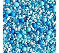 Blue dark blue navy white bluey turquoise Sprinkles for cupcake cookies cake toppers pearls chocolate balls 100s and 1000s birthday decoration topper sprinkle mix blend fathers day boy BIG BLUE