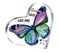 Blue Decorative Plaque Christian Gifts for Women, Inspirational Butterfly Wall Sign with Bible Verse - Religious Home Decor, Birthday Gift for Mom, Friend, Sister, Coworker.