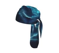 Blue Deep Ocean Print Skull Cap Moisture Wicking Bike Headwrap Lightweight Helmet Liner Adult Modern Hat 55-60 cm