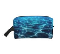 Blue Deep Ocean Print Travel Bag Toiletry Makeup Organizer for Women and Men, Large Capacity for Cosmetic, Accessories, Toiletries, Shampoo, and Essentials