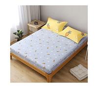 Blue Deep Pocket Fitted Sheet for Queen Bed 180x220+25cm Soft Cotton Mattress Cover Perfect for Girls' Bedroom Durable and Breathable Bedding Essentials