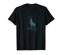 Blue Deer Stag Wild Animal Nature Colourful Art Painting T-Shirt