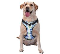 Blue Delphinium Pattern No Pull Dog Harness Adjustable Reflective Oxford Easy Control Medium Large Dog Harness