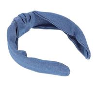 Blue Denim Knot Headband Elastic Hair Band with High Crown | Cloth Finish, Non Slip Styling, for Office Wear and Makeup Application, Chic Accessory for Women