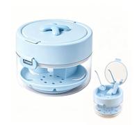 Blue Denture Bath Retainer Case with Mirror,Brush Aligner Remover Soak Cup | Spill-Resistant Lid Seal, Lift-Out Drain Basket, Holds Retainers, Night Guards, Dentures, Compact Bath for Daily & Travel