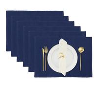 Blue Depths Dining Place Mats Set of 6-48 x 33 cm Fine Ribbed Cotton Kitchen Dinner Table Placemat for Home Kitchen Cafe Restaurant