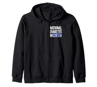 Blue Diabetes Awareness Month 24 7 365 Days Diabetic Ribbon Zip Hoodie
