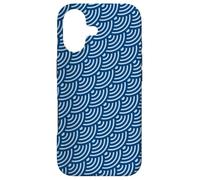 Blue Diagonal Waves Curved Lines Geometric Pattern Case for iPhone 17