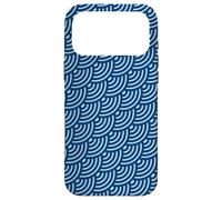 Blue Diagonal Waves Curved Lines Geometric Pattern Case for iPhone 17 Pro Max