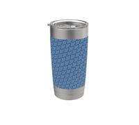 Blue Diagonal Waves Curved Lines Geometric Pattern Stainless Steel Insulated Tumbler