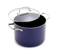 Blue Diamond 8-Quart Stockpot with Lid, Diamond Infused PFAS-Free Ceramic Nonstick, Durable Metal Utensil Safe & Scratch Resistant, Even Heating, Dishwasher Safe, Glass Lids, Oven Safe, Blue