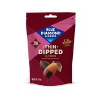 Blue Diamond Almonds, Thin Dipped Snack Nuts with Dark Chocolate for Guilt-Free Snacking with Half Sugar, Perfect for gatherings, holidays or craving a sweet