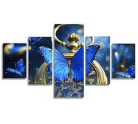 Blue Diamond Art Kits Adults Diamond Painting Butterfly 5 Pack, DIY Full Square Drill Gem Art for Adults Craft Kits for Kids, 5D Rhinestone Mosaic Kit for Home Wall Decor, Gift Ideas 44x90in, Model290