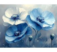 Blue Diamond Art Kits for Adults, 5D Diamond Painting Flower Pattern, Full Drill Crystal Art Paintings Rhinestone Embroidery Kit for Beginner, Gem Arts and Crafts for Home Room Decor, 20x30cm,Model992