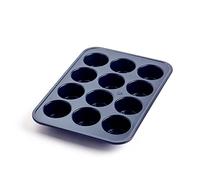 Blue Diamond Bakeware Diamond Infused Ceramic Nonstick, 12 Cup Muffin and Cupcake Baking Pan, Easy Release, Dishwasher and Freezer Safe, PFAS-Free, Blue