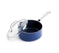 Blue Diamond Cookware 2QT Saucepan Pot with Lid, Diamond Infused Ceramic Nonstick, PFAS and PFOA-Free, Dishwasher Safe, Oven Safe, Durable, Versatile, Easy Clean, Even Heating, Blue