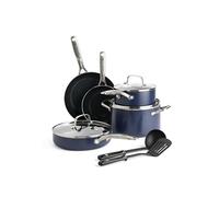 Blue Diamond Cookware Set, Non Stick Aluminium Cookware Set with Pots, Pans & Cooking Utensils - Induction & Oven Safe Cookware - 10 pcs, Blue