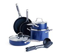 Blue Diamond Cookware Diamond Infused Ceramic Nonstick 10-Piece Cookware Pots and Pans Set, PFAS-Free,Oven Safe, Blue