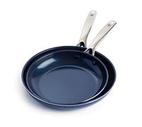 Blue Diamond Cookware Diamond Infused Ceramic Nonstick 2-Piece Frying Pan Skillet Set, 24 cm and 28 cm, PFAS-Free, Oven Safe, Blue