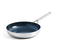 Blue Diamond Cookware Triple Steel Stainless Steel Ceramic Nonstick 24 cm Frying Pan Skillet, Tri-Ply, PFAS-Free, Multi Clad, Induction, Oven Safe, Silver