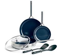 Blue Diamond Cookware Triple Steel Stainless Steel Ceramic Nonstick 6-Piece Cookware Pots and Pans Set, Includes Frying Pan Skillets Utensils, Tri-Ply, PFAS-Free, Multi Clad,Induction,Oven Safe,Silver