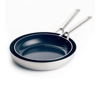 Blue Diamond Cookware Triple Steel Stainless Steel Diamond Reinforced Ceramic Nonstick 2-Piece Frying Pan Skillet Set, 24 cm and 26 cm, Tri-Ply, PFAS-Free, Multi Clad, Induction, Oven Safe, Silver