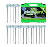 Blue Diamond Glow Tent Pegs - Pack of 20 | Heavy Duty Hard Ground Tent Pegs, Camping Pegs | Rustproof Galvanized Steel | Glow in the Dark | (Carry Case)