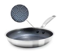 Blue Diamond Hybrid Non-Stick Stainless Steel Pan, 28 cm, PFAS-Free Ceramic Pan, Diamond Bond for Powerful Searing, Egg and Omelette Pan, Dishwasher Safe, Cool Handle, Induction, for All Hob Types
