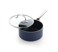 Blue Diamond Induction Diamond Ceramic Non-Stick 16 cm / 1.58 Litre Saucepan with Glass Lid, PFAS-Free, Induction Safe, Dishwasher Safe, Oven Safe, Blue