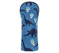 Blue Dino Footprint Dinosaur Silhouette Pattern Head Covers for Golf Clubs Premium Leather Waterproof Headcover with Number Tag for Driver & Fairway Woods driver headcover