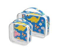 Blue Dino Men Toiletry Bag TSA Approved Multifunctional Travel Makeup Bags Travel Essential