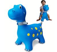 (Blue Dinosaur) Durable Inflatable Dinosaur Hopper Toy | Bouncy Ride-On Animal Toy For Youngsters 18 Months-4 Years, Blue, With Yellow Spots