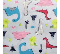 Blue Dinosaur Fabric - Dinosaurs Print on Blue - Cotton Craft Fabric Material Metre