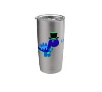 Blue Dinosaur Rawr Dino with Top Hat Stainless Steel Insulated Tumbler