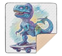Blue Dinosaur Skateboards Cool Large Non-Slip Baby Care Play mat for Indoor Outdoor Lightweight Foldable Baby Crawling Mat for Babies Infants Toddlers, 50'' x 50''tapete de gimnasio