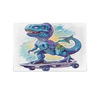 Blue Dinosaur Skateboards Cool Piecing Puzzle Jigsaw Puzzles for Aged Brain Teasing Fun & Perfect Wall Art Hard Games Greatest Gifts for Your Family Puzzles for Adults 500 Piecing