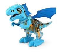 (Blue) Dinosaur Toy Electric Walking Jurassic T Rex Figurine For Kids With Light