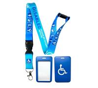 Blue Disabled Lanyard with Blue Disabled ID Card Holder, ID Badge Holder with Lanyard Slot, for Disability ID Cards