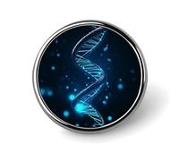 Blue DNA Structure Badges Circle with Button Design, Personalized Picture Pin Brooches, Round Badge Holders for Decorate Hat Shirt Clothing Bag Accessories