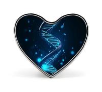 Blue DNA Structure Badges Heart with Button Design, Personalized Picture Pin Brooches, Heart Badge Holders for Decorate Hat Shirt Clothing Bag Accessories