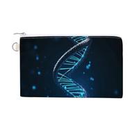 Blue DNA Structure Coin Purses with Zipper, Personalized Zero Wallet for Shopping, Small Makeup Pouches Bag for Travel, Card Organizer Case, Portable Canvas Change Purses