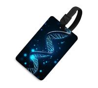 Blue DNA Structure Luggage Tag for Travel, TPU Baggage Tags with Information Card, Personalized Suitcase Tags for Flying, Multifunctional Bag Tags for Business, Gift Black