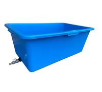 Blue Dog Bath Tub 90L Pre-Drilled with Drain Valve Kit - Large Plastic Pet Washing Tub with Click-Lock Hose Quick Connect Outlet, BSP Threaded Fittings, Leak-Resistant Nut and Washer - Indoor Outdoor