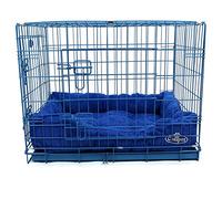 Blue Dog Cage and Faux Fur Bed Available in 5 Sizes (Large)
