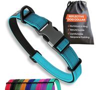 Blue Dog Collar Large Dogs - Strong Reflective Adjustable Padded Dogs Collars - Aluminium V-ring Dog Safety