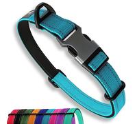 Blue Dog Collar Medium Dogs - Strong Reflective Adjustable Padded Dogs Collars - Aluminium V-ring Dog Safety