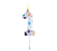 Blue Dog Paw Birthday Candle and Cake Topper, Bluey Party Supplies for Kids